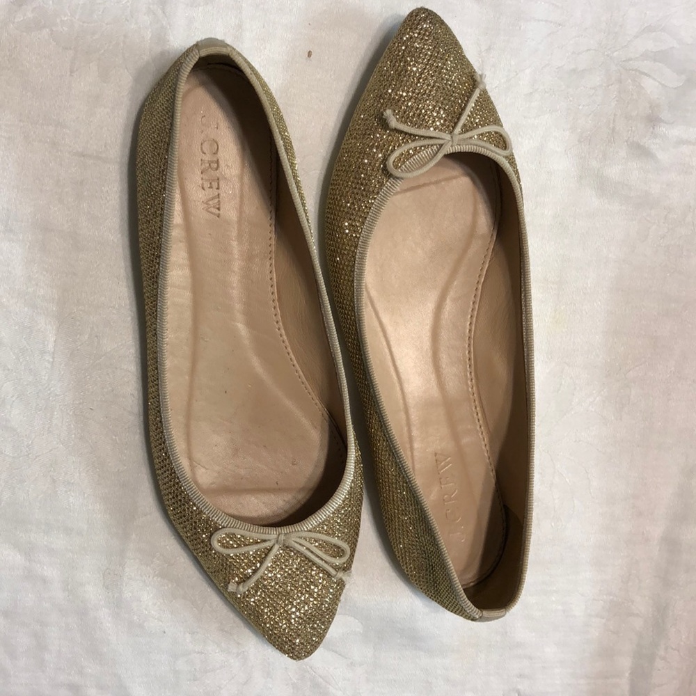 J. Crew Gemma gold fly's size 6.5